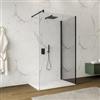 DEGHI Box doccia walk-in 70x120 cm angolare con vetro trasparente e profilo nero 200h - Keep
