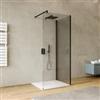 DEGHI Box doccia walk-in 80x90 cm angolare con vetro trasparente e profilo nero 200h - Keep