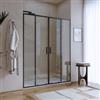 DEGHI Box doccia nicchia 160 cm doppio scorrevole con vetro slim trasparente e profilo nero opaco 195h - Glide