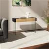 DEGHI Consolle 110 cm in vetro con 2 cassetti rovere e top nero - City