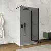 DEGHI Box doccia walk-in 80x120 cm angolare con vetro fumè e profilo nero 200h - Keep