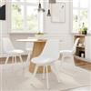 DEGHI Set 4 sedie similpelle bianco gambe in legno con cuscino - Alborg Lux