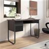 DEGHI Scrivania 120x60 cm in legno noce e struttura in acciaio con anta e cassetto cannettato nero- Sven