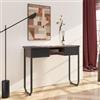 DEGHI Consolle 110 cm in legno cannettato noce e nero con due cassetti - Sven