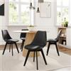 DEGHI Set 4 sedie similpelle nero gambe in legno con cuscino - Alborg Lux