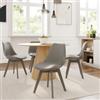 DEGHI Set 4 sedie similpelle tortora gambe in legno con cuscino - Alborg Lux