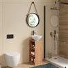 DEGHI Mobile bagno 40x78 h cm in legno teak con barra portasalviette lavabo e specchio - Delphi