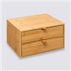 DEGHI Organizer 20h cm in legno di bambù naturale con 2 cassetti
