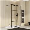 DEGHI Parete walk in 100 cm nero opaco anticalcare trasparente 195h - Ventana