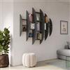 DEGHI Libreria a muro sospesa 146x147h cm in legno antracite - Carelia