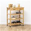 DEGHI Isola cucina 75x90h cm in legno di bambù con 3 ripiani e 2 cassetti - Fabrique