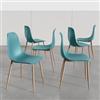 DEGHI Set 6 sedie in polipropilene blu e con gambe effetto legno - Kaily