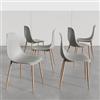 DEGHI Set 6 sedie in polipropilene grigio con gambe effetto legno - Kaily
