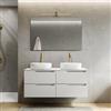 DEGHI Mobile bagno sospeso 120 cm bianco opaco cannettato 4 cassetti con top - Konai plus