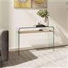 DEGHI Consolle 110x35 cm in vetro con ripiano rovere - City
