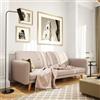 DEGHI Divano letto 3 posti in tessuto beige con gambe in legno - Tayler