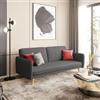 DEGHI Divano letto 3 posti in tessuto antracite con gambe in legno - Tayler