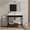 DEGHI Mobile bagno a terra 100 cm nero opaco con lavabo integrato e specchio - Axis