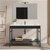 DEGHI Mobile bagno a terra 120 cm nero opaco con lavabo integrato e specchio - Axis