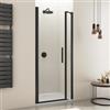 DEGHI Box doccia nicchia 85 cm battente 70 cm e lato fisso con vetro trasparente e profilo nero opaco 195h - Nilo