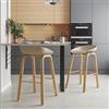DEGHI Set 2 sgabelli seduta cappuccino e gambe in metallo effetto legno - Alborg Nordic