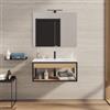 DEGHI Mobile bagno sospeso 80 cm nero e rovere con lavabo integrato - Axis