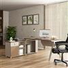 DEGHI Scrivania reversibile 160-180x160 cm con rovere coffee e tortora - Damy