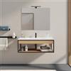 DEGHI Mobile bagno sospeso 100 cm nero e rovere con lavabo integrato e specchio - Axis