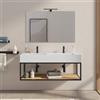 DEGHI Mobile bagno sospeso 120 cm nero e rovere con top lavabo doppio e specchio - Axis