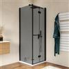 DEGHI Box doccia 70x70 cm a soffietto vetro anticalcare fumé e profilo nero opaco 195h - Flexy