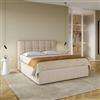 DEGHI Letto matrimoniale 160x190 cm in tessuto crema con testata trapuntata e contenitore - Ziusmi