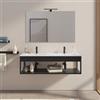 DEGHI Mobile bagno sospeso 120 cm nero opaco con doppio lavabo integrato e specchio - Axis