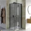 DEGHI Box doccia 75x75 cm a soffietto vetro anticalcare fumé e profilo nero opaco 195h - Flexy