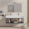 DEGHI Mobile bagno sospeso 120 cm nero opaco con top lavabo doppio e specchio - Axis