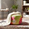 DEGHI Pouf 56 cm in velluto verde con fantasia floreale - Isadora