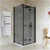 DEGHI Box doccia 75x90 cm a soffietto vetro anticalcare fumé e profilo nero opaco 195h - Flexy