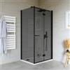 DEGHI Box doccia 80x100 cm a soffietto vetro anticalcare fumé e profilo nero opaco 195h - Flexy