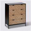 DEGHI Cassettiera 80x40 cm nero con 4 cassetti effetto parquet - Blacky