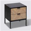 DEGHI Comodino 45x40 cm nero con 2 cassetti effetto parquet - Blacky