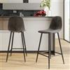 DEGHI Set 2 sgabelli in velluto antracite e grigio a coste con gambe in metallo nere - Finesse Velvet