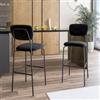 DEGHI Set 2 sgabelli in tessuto nero con gambe in metallo nero - Perry