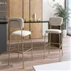 DEGHI Set 2 sgabelli in velluto beige con gambe in metallo oro - Perry