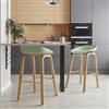 DEGHI Set 2 sgabelli seduta verde e gambe in metallo effetto legno - Alborg Nordic