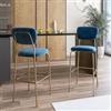 DEGHI Set 2 sgabelli in velluto blu petrolio con gambe in metallo oro - Perry
