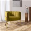DEGHI Poltrona in velluto verde olio con gambe oro - Declan