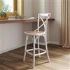 DEGHI Sgabello in legno di olmo bianco con seduta in rattan - Giulietta