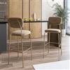 DEGHI Set 2 sgabelli in velluto cappuccino con gambe in metallo oro - Perry