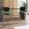 DEGHI Set 2 sgabelli in velluto verde bosco con gambe in metallo oro - Perry