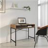 DEGHI Scrivania 95x48 cm effetto rovere selvatico e acciaio nero con 1 cassetto - Tasfen