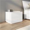 DEGHI Comodino 55x41h cm filopavimento con due cassetti bianco lucido - Reina
